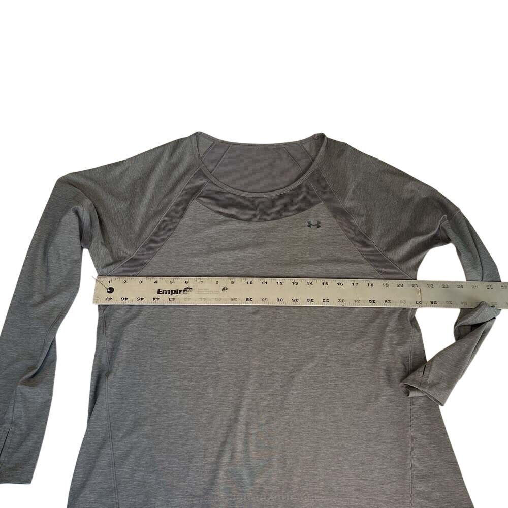 Under Armour Women's Gray Heather Long Sleeve Shirt Size L Mesh‎ Detail - Picture 5 of 10